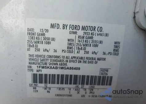 2021 Ford Explorer Police Interceptor z USA, uszkodzony, nr VIN 1FM5K8AB1MGA86409